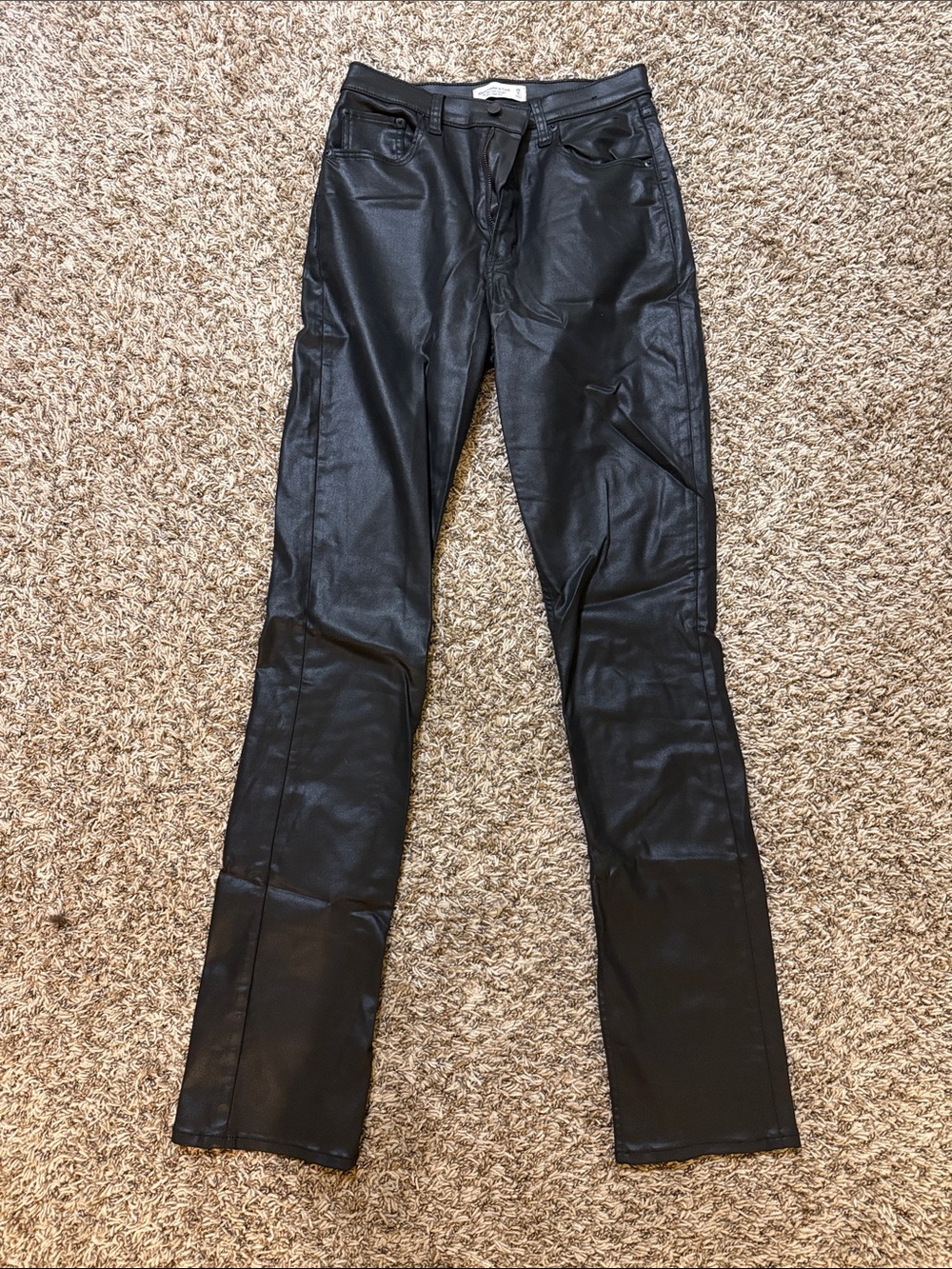 Abercrombie & Fitch Black Straight-Leg Coated Jeans